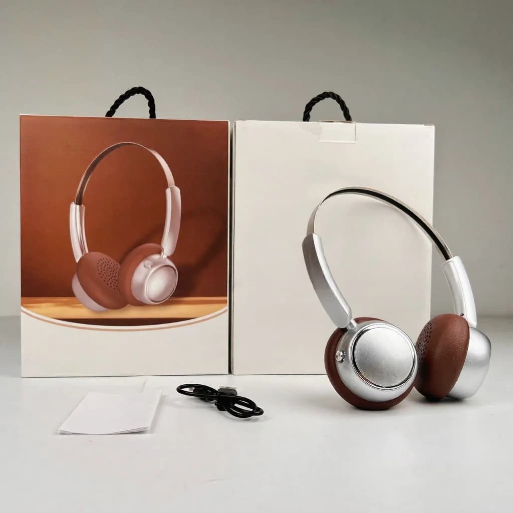 Retro kõrvapealsed juhtmevabad kõrvaklapid FM-raadio ja Bluetooth 5.4-ga