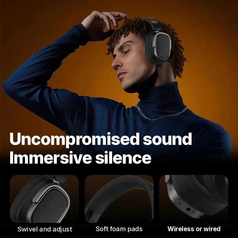 Over-Ear Wireless Headphones with Active Noise Cancelling and 35H Battery