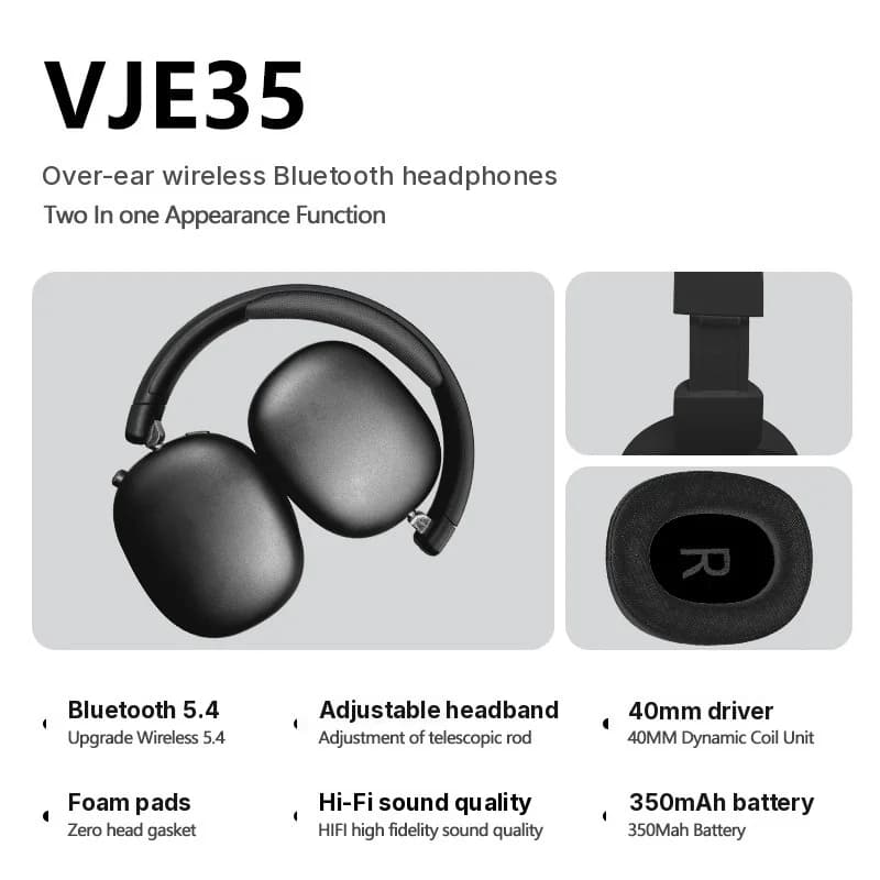 Kõrvapealsed juhtmevabad Bluetooth-kõrvaklapid FM-raadio ja TF-kaardipesaga