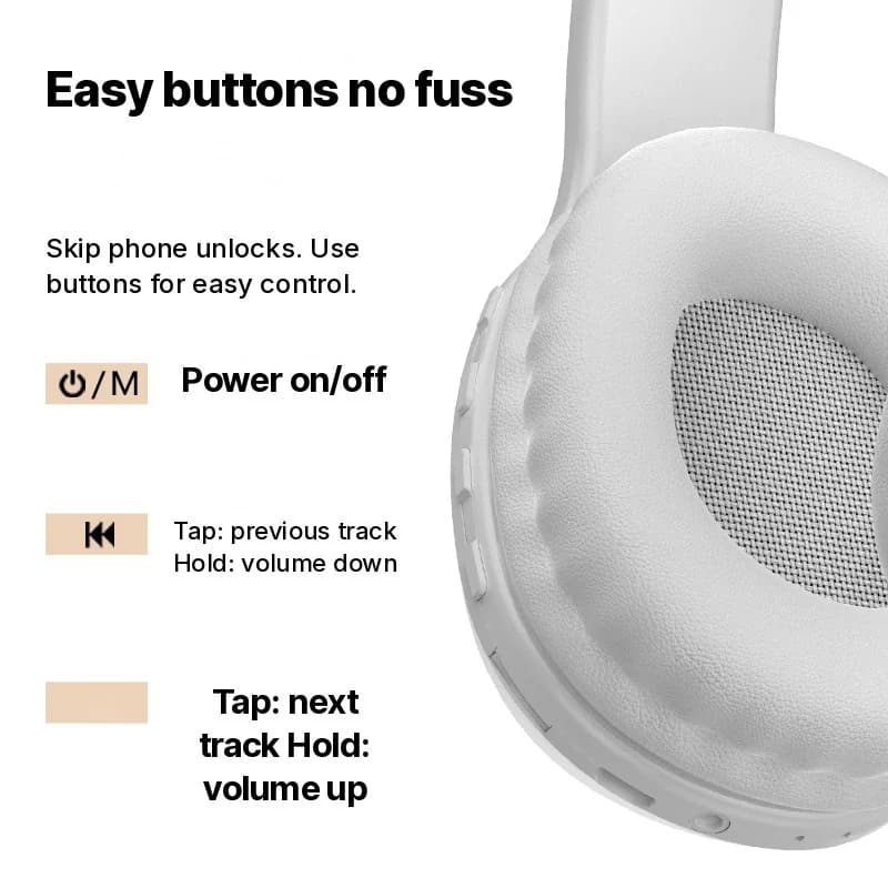 Kõrvapealsed Bluetooth-kõrvaklapid TF-kaardi pesa ja AUX-sisendiga