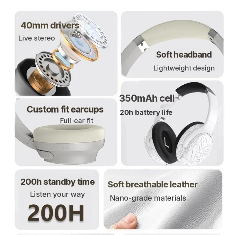 Juhtmevabad Bluetooth kõrvaklapid mitme EQ-režiimi ja pika akuajaga
