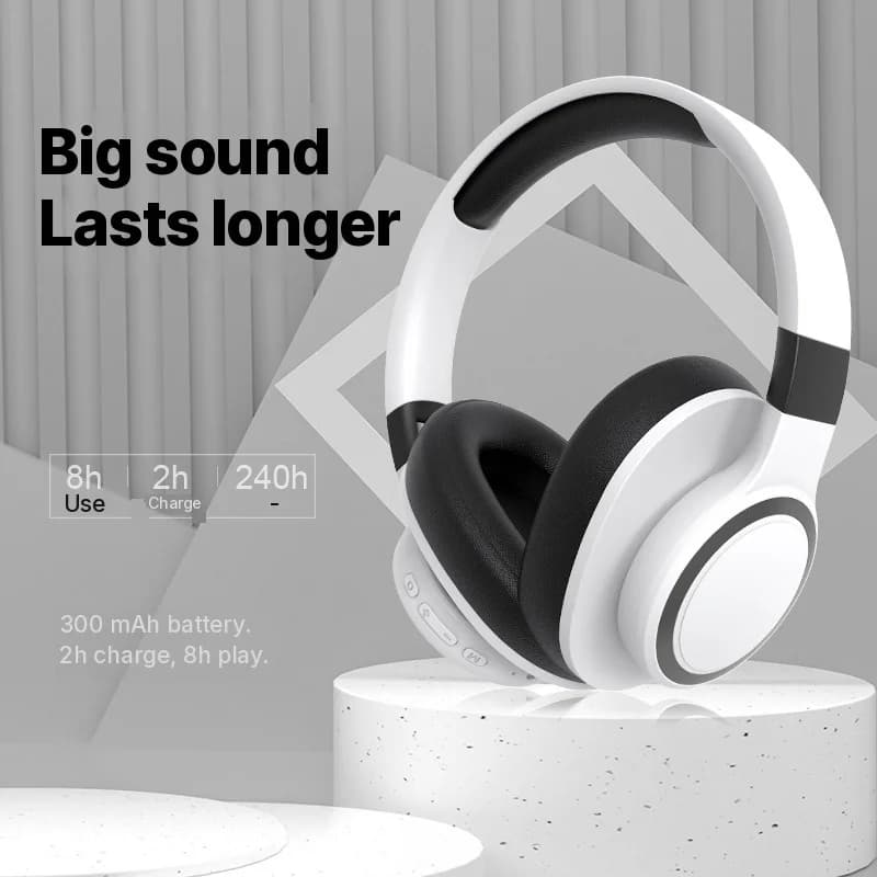 Kõrvapealsed juhtmevabad Bluetoothi kõrvaklapid FM-raadio ja TF-kaardi pesaga