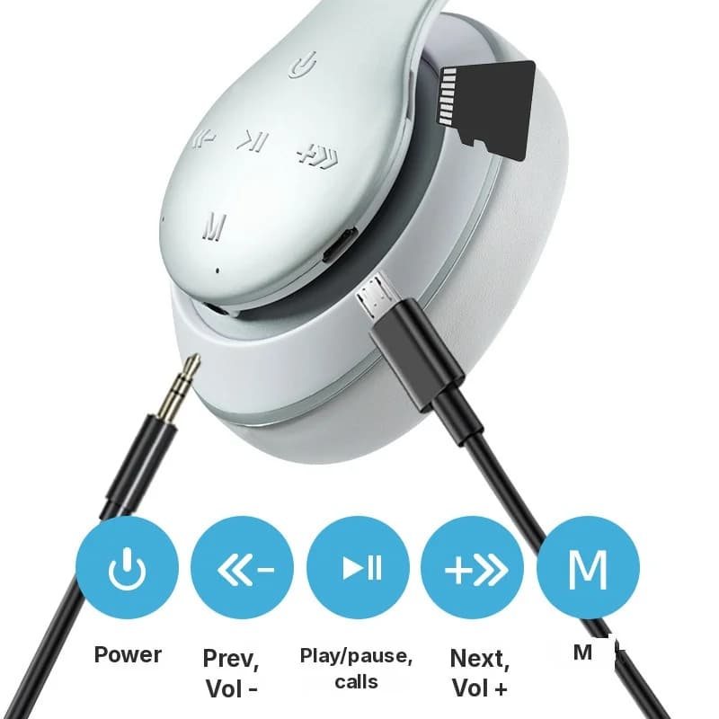 Juhtmevabad kõrvapealsed Bluetooth-kõrvaklapid pika akukestvusega