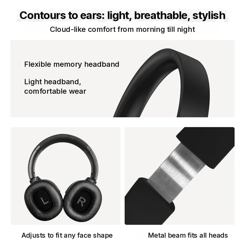 Aktiivse mürasummutusega juhtmevabad Bluetoothi kõrvaklapid, kõrvapealsed, pika aku kestvusega