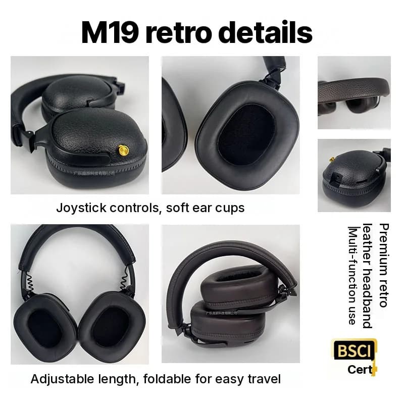Retro-stiilis juhtmevabad Bluetooth kõrvaklapid mikrofoni ja stereoheliga