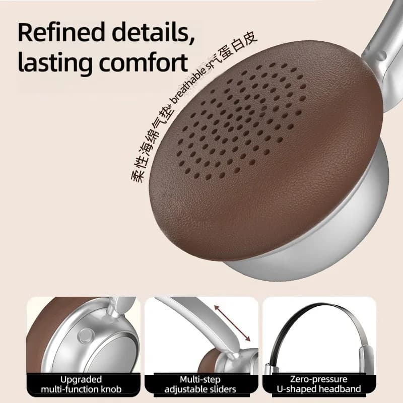 Retro stiilis juhtmevabad Bluetooth-kõrvaklapid metallist peapaela ja pika aku kestvusega