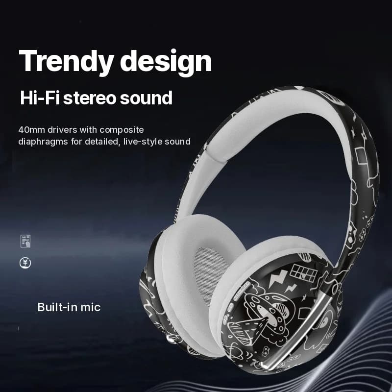 Kõrvapealsed Bluetooth-kõrvaklapid TF-kaardi pesaga ja juhtmevaba ühendusega
