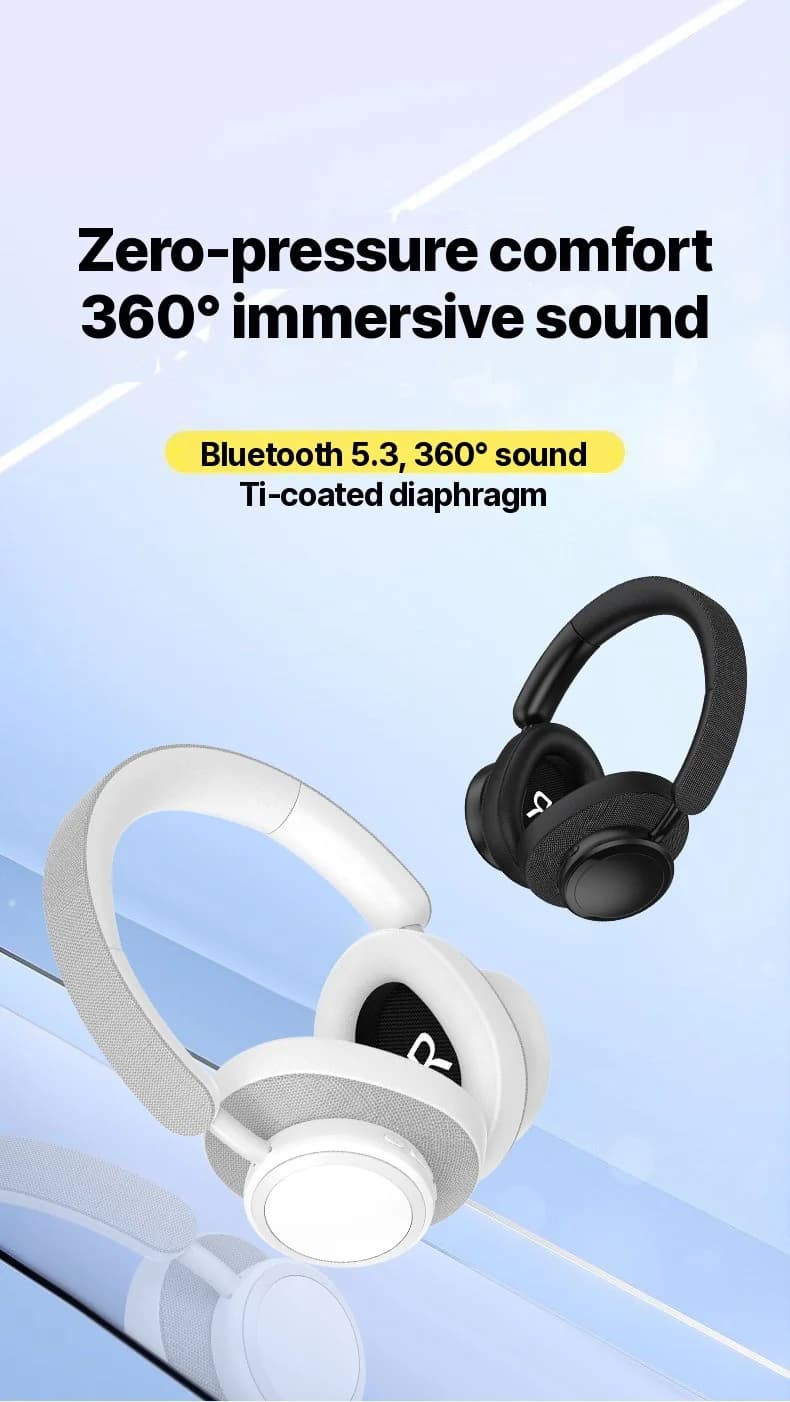 Juhtmevabad Bluetooth-kõrvaklapid kangast viimistluse ja pika aku kestvusega