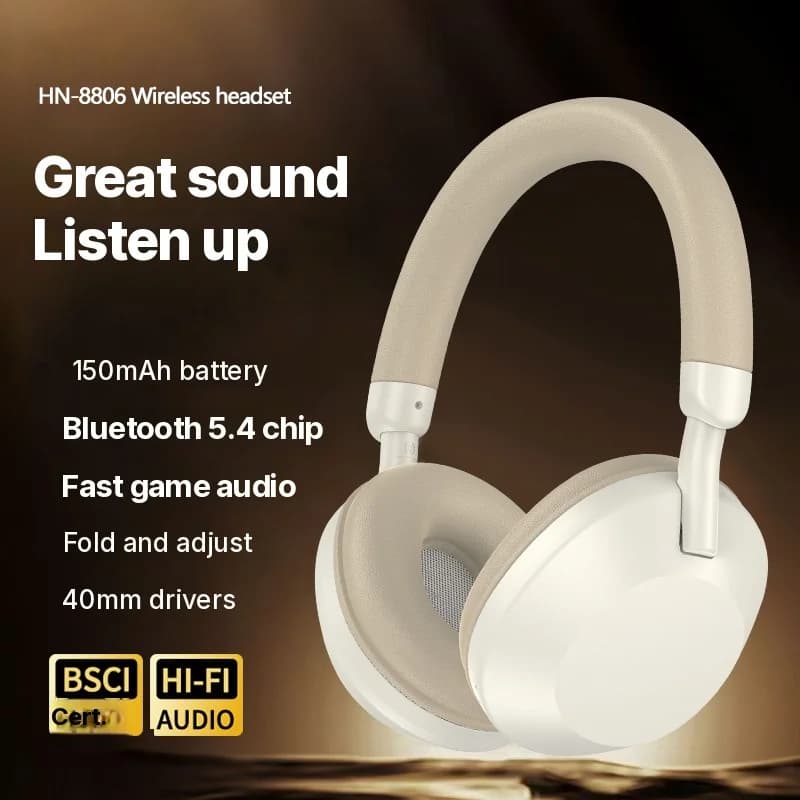 Juhtmevabad kõrvapealsed kõrvaklapid FM-raadio ja Bluetooth 5.4-ga