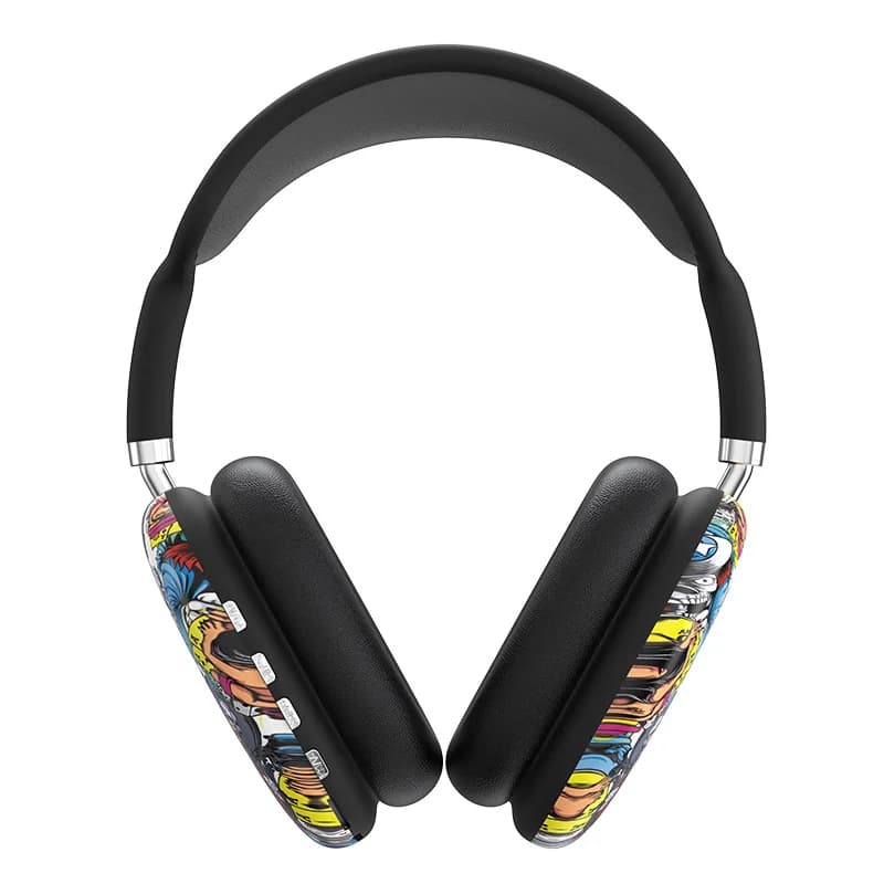 Grafiti-kujundusega kõrvapealsed Bluetooth-kõrvaklapid FM-raadio ja TF-kaardi pesaga