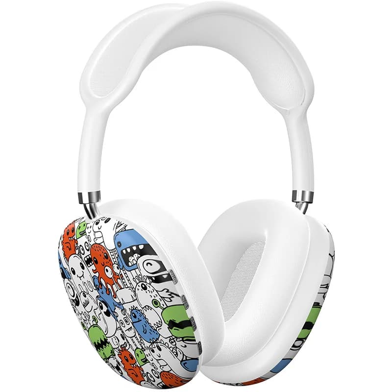Graafitiga kõrvapealsed juhtmevabad kõrvaklapid TF-kaardi ja AUX-liidesega