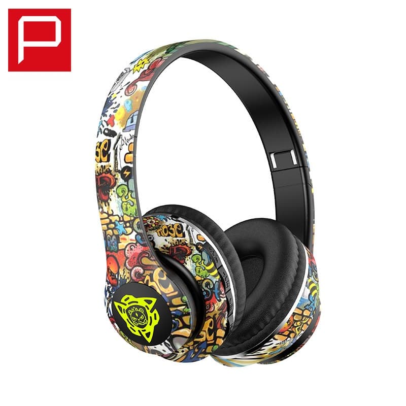 Juhtmevabad Bluetooth-kõrvaklapid kõrvapealsed grafiti-disain kokkupandav